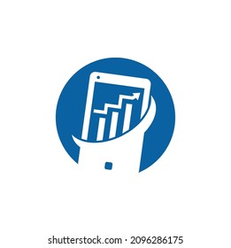 Mobile Graph Logo Template Design. Phone analytics marketing vector logo template