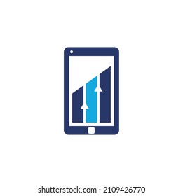 Mobile Graph Logo Template Design. Phone analytics marketing vector logo template