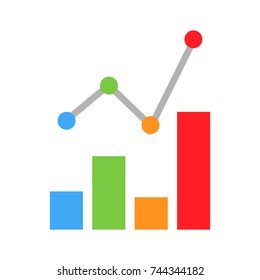 Mobile Graph Vector Icon. Simple flat chart ico colorful progressive. Diagram finance business growth infographic bar