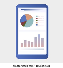 Mobile graphic with graph and pie chart