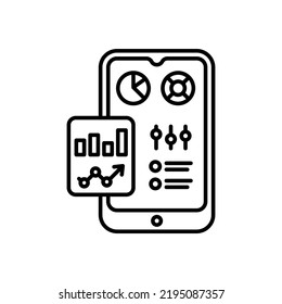 Mobile Graphic Report Icon In Vector. Logotype