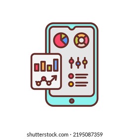 Mobile Graphic Report Icon In Vector. Logotype