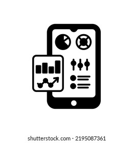 Mobile Graphic Report Icon In Vector. Logotype