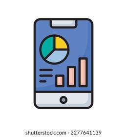 Mobile graphic report vector filled outline Icon Design illustration. SEO Development And Marketing Symbol on White background EPS 10 File