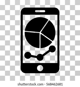 Mobile Graphs icon. Vector illustration style is flat iconic symbol, black color, transparent background. Designed for web and software interfaces.