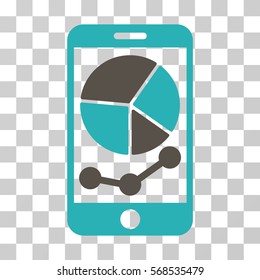 Mobile Graphs icon. Vector illustration style is flat iconic bicolor symbol, grey and cyan colors, transparent background. Designed for web and software interfaces.