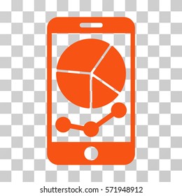 Mobile Graphs icon. Vector illustration style is flat iconic symbol, orange color, transparent background. Designed for web and software interfaces.