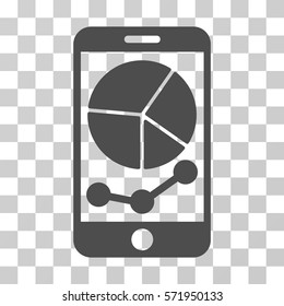 Mobile Graphs icon. Vector illustration style is flat iconic symbol, gray color, transparent background. Designed for web and software interfaces.