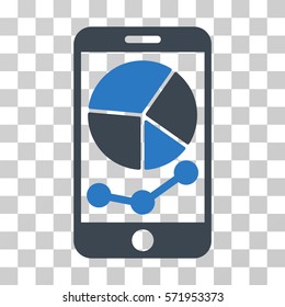 Mobile Graphs icon. Vector illustration style is flat iconic bicolor symbol, smooth blue colors, transparent background. Designed for web and software interfaces.