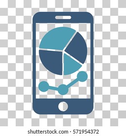 Mobile Graphs icon. Vector illustration style is flat iconic bicolor symbol, cyan and blue colors, transparent background. Designed for web and software interfaces.