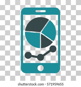 Mobile Graphs icon. Vector illustration style is flat iconic bicolor symbol, soft blue colors, transparent background. Designed for web and software interfaces.