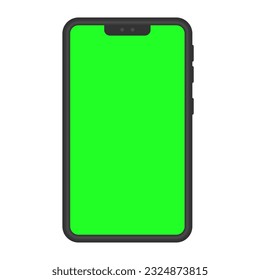 Grüner Mobilbildschirm auf Schwarz-Farbfernseher-Smartphone
