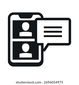 Mobile group video chat icon showing people connected through a virtual platform for communication and interaction