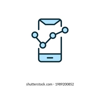 Mobile growth flat icon. Single high quality outline symbol for web design or mobile app.  Mobile growth thin line signs for design logo, visit card, etc. Outline pictogram EPS10