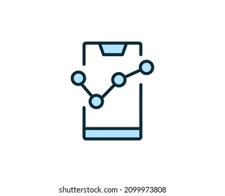 Mobile growth flat icon. Single high quality outline symbol for web design or mobile app.  Mobile growth thin line signs for design logo, visit card, etc. Outline pictogram EPS10