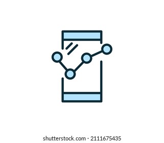 Icono plano de crecimiento móvil. Símbolo de esquema único de alta calidad para diseño web o aplicación móvil.  Señales de línea delgada de crecimiento móvil para el logotipo de diseño, tarjeta de visita, etc. Esquema pictograma EPS10