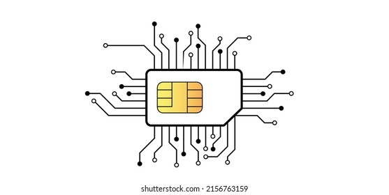 Mobile gsm G sim card, PrePaid For holder. Circuit board, electronic motherboard. lines and dots connect. Hacker using phone, stealing data, crime. Steal personal data. Cyber security. Keyloggers.