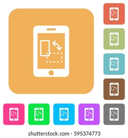 Mobile gyrosensor flat icons on rounded square vivid color backgrounds.