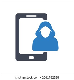 Mobile hacker vector icon symbol design