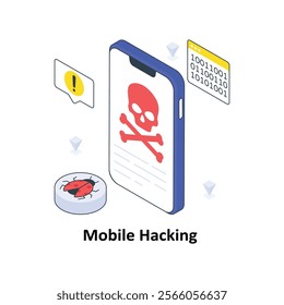 Mobile Hacking  isometric Colored illustration. EPS File stock illustration