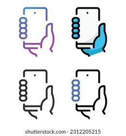 Mobile with hand icon design in four variation color