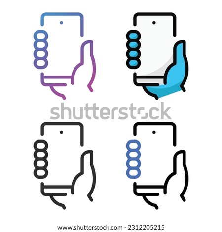 Mobile with hand icon design in four variation color