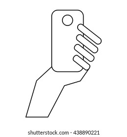 Mobile in hand icon, outline style