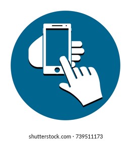 mobile hand icon vector