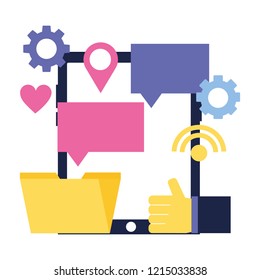mobile hand like email chat social media
