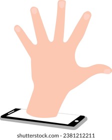 Mobile with hand vector image or clip art