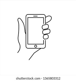 mobile in hand,vector best line icon.