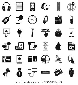 Mobile hardware icons set. Simple set of 36 mobile hardware vector icons for web isolated on white background