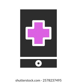 Mobile Health App Icon with Cross Symbol on Screen