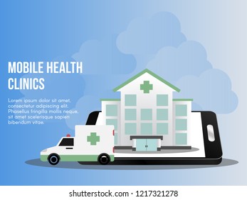 Mobile health clinics concept. Ready to use vector. Suitable for background, wallpaper, landing page, web, banner and other creative work.