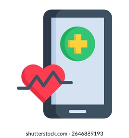 Mobile Gesundheit Symbol flache Vektorgrafik
