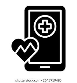 Mobile Health Icon Glyph Vector Illustration