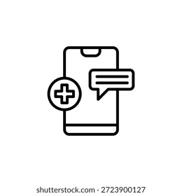 Mobile Health Plus Message Icon Medical App Outline Design