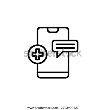 Mobile Health Plus Message Icon Medical App Outline Design