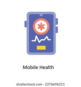 Mobile health Vector Flat Icons. Simple stock illustration stock