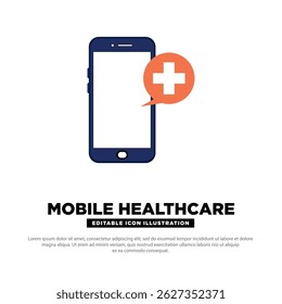 Mobile Healthcare Icon. online medical consultant concept. document with magnifying glass Symbol. Editable vector icon