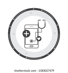 mobile healthcare line icon with white background