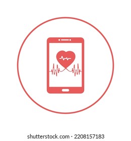 Mobile Heart Ecg Monitor Icon | Circle Version Icon |