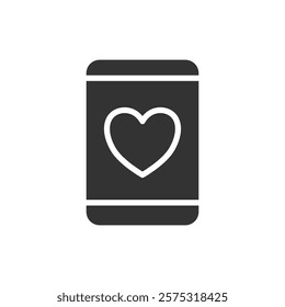 Mobile heart glyph icon. Vector illustration