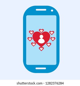 mobile heart love  vector icon