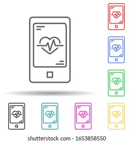 mobile heart monitoring multi color style icon. Simple thin line, outline vector of new technologies icons for ui and ux, website or mobile application