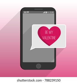 Mobile heart symbol love or health concept. Valentine's Day.