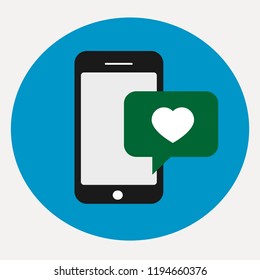 mobile heart vector icon
