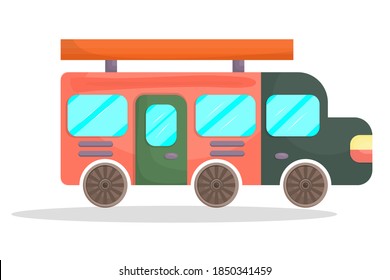 Mobile home, camping trailer isolated on a white background. Bus for travel and camping. Vector illustration.