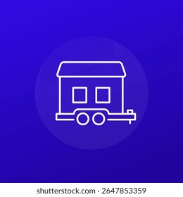 ícone da casa móvel, casa sobre projeto de linha de rodas