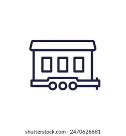 mobile home icon, house trailer line vector